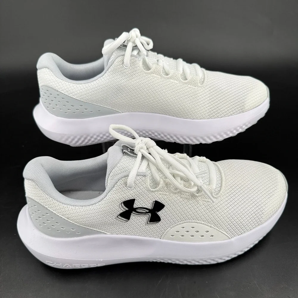 Under Armour Charged Surge Shoes MENS White Lace Up Athletic Sneakers SIZE 10.5